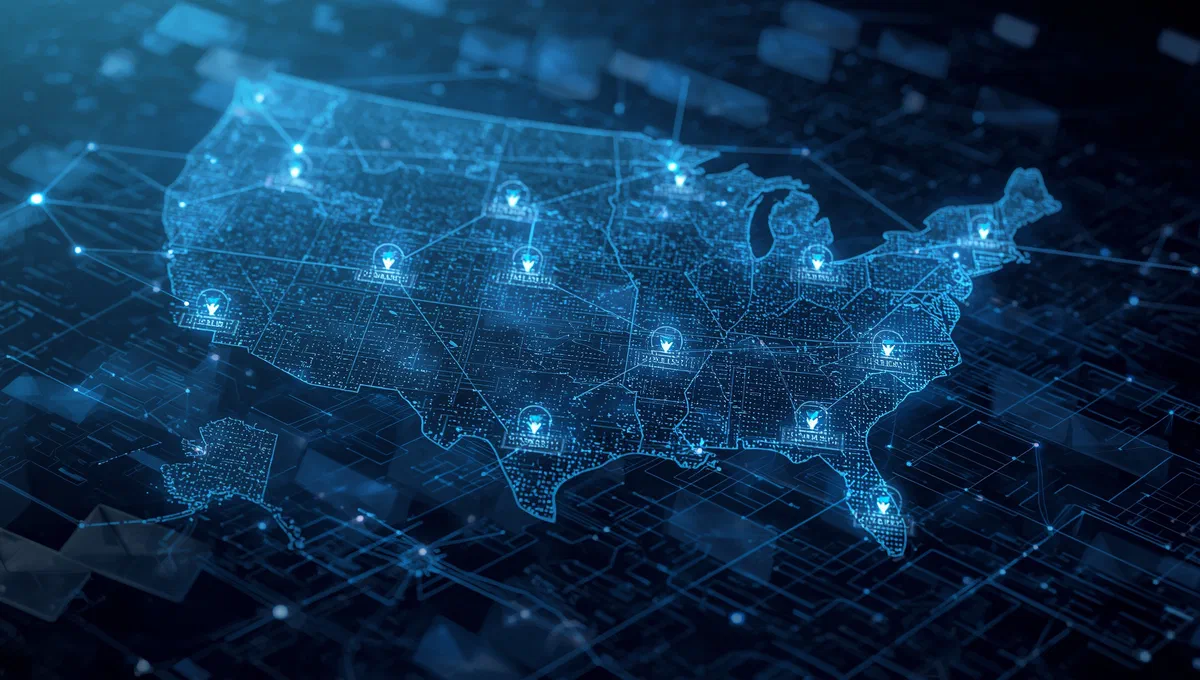 Digital map of the United States with address data points